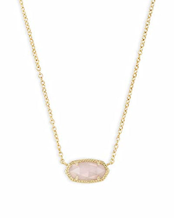 Kendra Scott Elisa Pendant Necklace for Women, Fashion Jewelry, 14k Gold-Plated, Rose Quartz