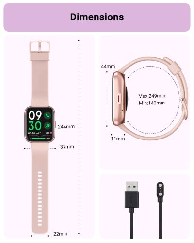 Smart Watch for Men Women(Call Receive/Dial), Alexa Built-in, 1.7" Touch Screen Fitness Tracker with Heart Rate Sleep Tracking, 60 Sports Modes, 5ATM Waterproof Smartwatch for Android iPhone, Pink