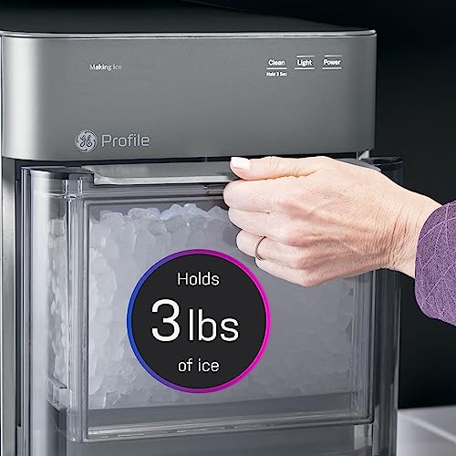 GE Profile Opal 2.0 | Countertop Nugget Ice Maker with Side Tank | Ice Machine with WiFi Connectivity | Smart Home Kitchen Essentials | Stainless Steel